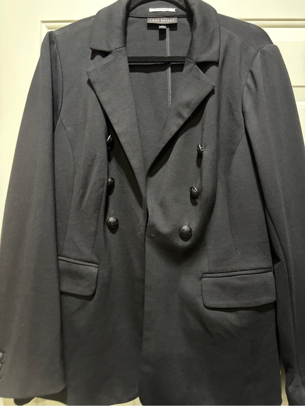 Lane Bryant Black Double-Breasted Blazer with Decorative Buttons